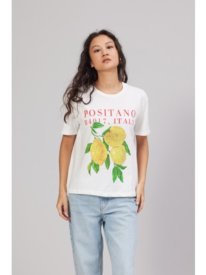 Nisan Triko Limon Baskılı T-Shırt