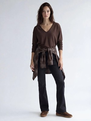 LC Waikiki Siyah Flare Kadın Jean Pantolon