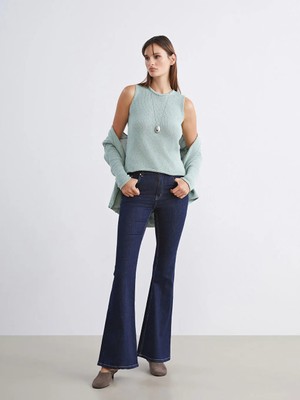 LC Waikiki Lacivert Flare Kadın Jean Pantolon