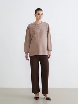 LC Waikiki Kahverengi Karın Panelli Wideleg Hamile Jean Pantolon