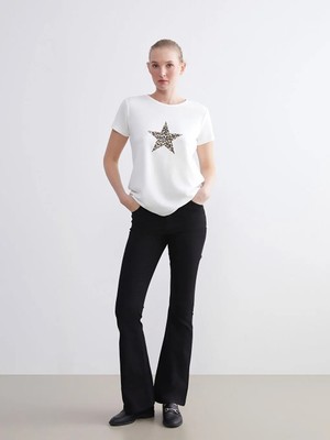 LC Waikiki Siyah Flare Kadın Jean Pantolon