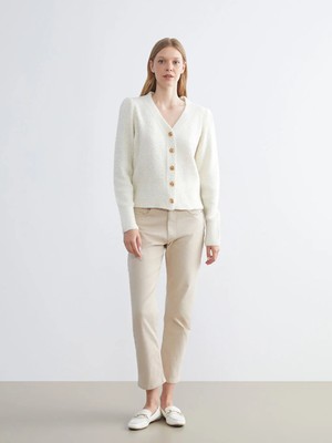 LC Waikiki Ekru Slim Fit Kadın Jean Pantolon