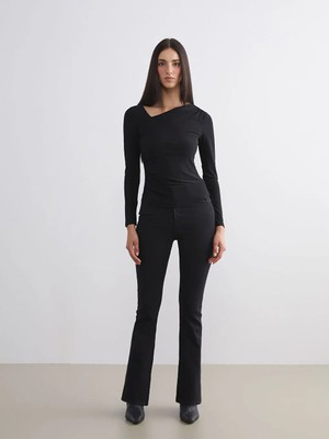 LC Waikiki Siyah Flare Kadın Jean Pantolon