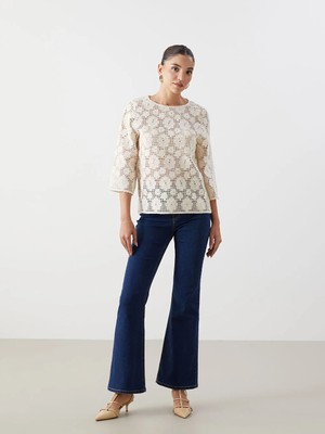 LC Waikiki Indigo Flare Kadın Jean Pantolon