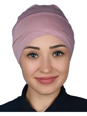Altobeh Çapraz Dış Tesettür Bonesi Penye - Koyu Pembe