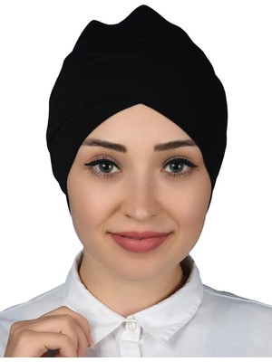 Altobeh Çapraz Dış Tesettür Bonesi Penye - Siyah