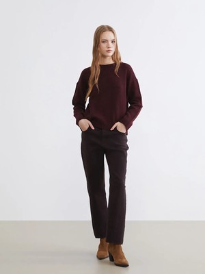 LC Waikiki Kahverengi Crop Straight Fit Kadın Jean Pantolon