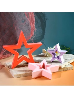 El Yapımı Taş Tozu 3’lü Dekoratif Yıldız Seti Hediyelik Modern Salon ve Ev Dekorasyon Objesi