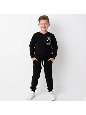 Bebolly Ikili Takım Beep Baskılı Uzun Kol Beli Lastikli Mevsimlik Eşofman Takımı