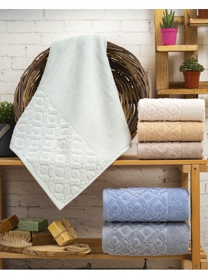 Hazangülü Collection Buldan Üretimi Çeyizlik Jakarlı Ekose Kısmi Kadife 6'lı Mutfak Havlusu I 30X50