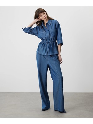 Miss İpekyol Kontrast dikişli wide leg pantolon IS1260003078015