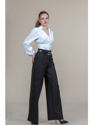 MissVina Yüksek Bel Kemerli Klasik Cepli Pantolon 30362
