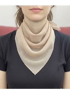 Jz Moda Kadın Bej (Ten Rengi)  Şifon Fular - Günlük ve Şık Boyun Eşarb