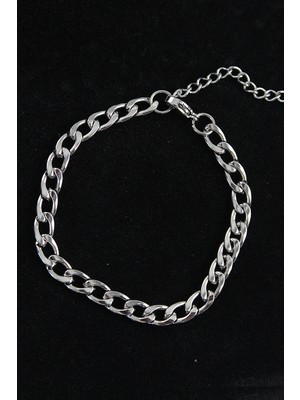 Luz&Pos 316L Çelik Kalın Klasik Model Gümüş Renk Erkek Bileklik