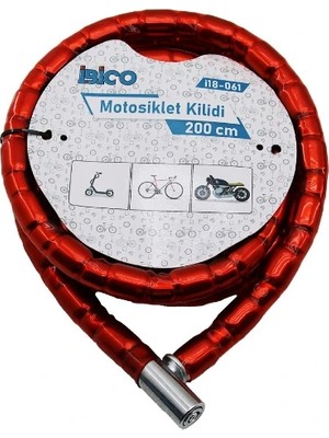 K-Yonlineticaret Kırmızı Motor Bisiklet Kilidi 22 mm x 200 cm