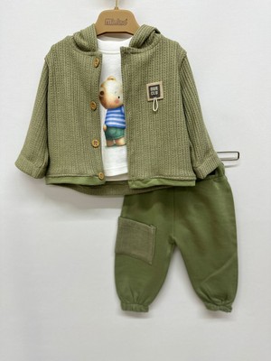 Minino Kapşonlu Erkek Bebe Takım