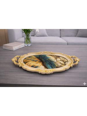 Zucci Home Hürrem Lüx Sunum Tepsisi | Vivaldi - Dekoratif Servis Tepsisi | 48X28 cm
