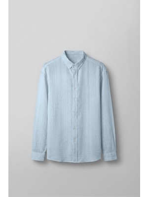 Abluka Online Erkek Relaxed Fit Ince Tekstürlü Gömlek Açık Mavi