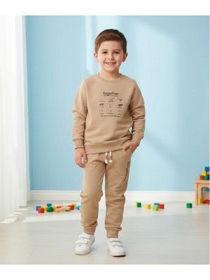 Bebolly Ikili Takım Beep Baskılı Uzun Kol Beli Lastikli Mevsimlik Eşofman Takımı