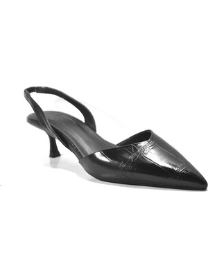 Beety 196.280 Siyah & Ekru Kısa Topuklu Kadın Şık Stiletto Ayakkabı