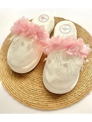 İrembaby Anne Lohusa Pembe Çiçekli Incili Lohusa Terliği