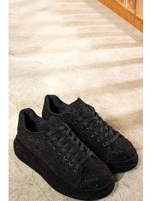 White Line Ahmet Çağlar MULLA01 Kadın Taşlı Sneaker Ayakkabı Siyah