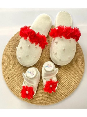 İrembaby Anne Bebek Lohusa Seti Kırmızı Incili Çiçekli