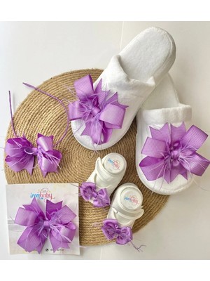 İrembaby Anne Bebek Lohusa Seti Lila Lohusa Tacı Terlik Bebek Ayakkabısı ve Bebek Saç Bandı Lohusa Takımı