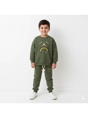 Bebolly Ikili Takım Beep Baskılı Uzun Kol Beli Lastikli Mevsimlik Eşofman Takımı