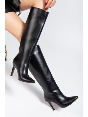 Budi Home SYT-2004 Siyah Kırışık Rugan Günlük Bayan Çizme