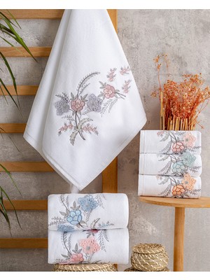 Hazangülü Collection Buldan Üretimi Çeyizlik Nakışlı Zümra Kadife 6'lı Mutfak Havlusu I 30X50