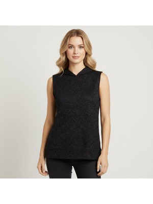 Bonbon Kadın Dantel Kolsuz Kapşonlu Tshirt BB2325