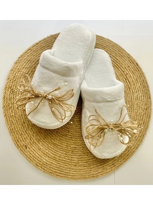 İrembaby Anne Lohusa Terliği Hasırlı Incili Lohusa Terlik  Gelin Terlik