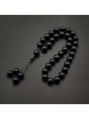 Seven Art Jewelry Orijinal Doğal Taş 8mm Siyah Akik 33'lü Tesbih, Erkek Hediye, El Yapımı Tesbih (Ayarlanabilir Imame)