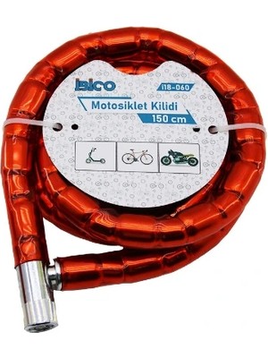K-Yonlineticaret Kırmızı Motor Bisiklet Kilidi 22 mm x 150 cm