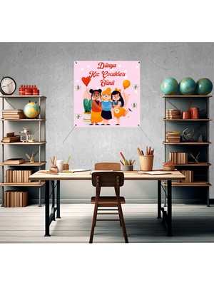 Deko Gonya Dünya Kız Çocukları Günü Fotoğraf Panosu Branda 100X100