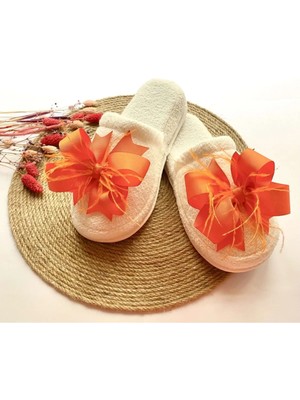 İrembaby Anne Lohusa Turuncu Tüylü Fiyonk Lohusa Terliği