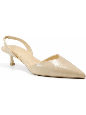 Beety 196.280 Siyah & Ekru Kısa Topuklu Kadın Şık Stiletto Ayakkabı