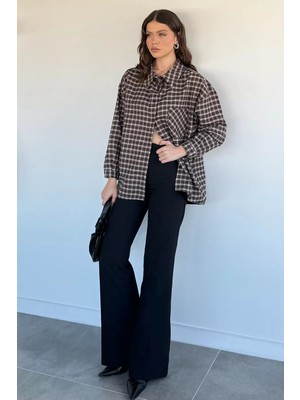 Gülseli Kadın Ekose Desenli Salaş Gömlek P-00020422