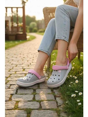 Moda Fiesta Gri Cross Terlik – Ortopedik, Kaymaz Taban, Günlük Ev & Bahçe Terliği