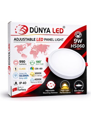 Dünya Led 9W 4000K Ayarlanabilir Gömme Spot