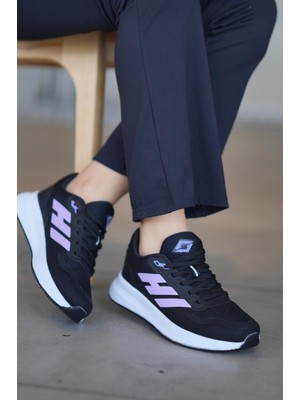 Solazer Kadın Siyah Mor Sneaker Günlük Spor Ayakkabı 053-K