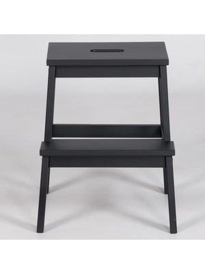 FASTWOOD Basamaklı Ahşap Tabure Siyah Renk