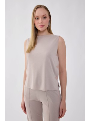 Vitrin Yanları Düğmeli Bluz