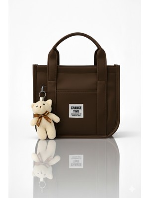 Avca Küçük Boy Kadın El ve Omuz Çanta Ayarlanabilir Askılı Ayıcıklı Baget Çanta Çapraz Çanta Mini