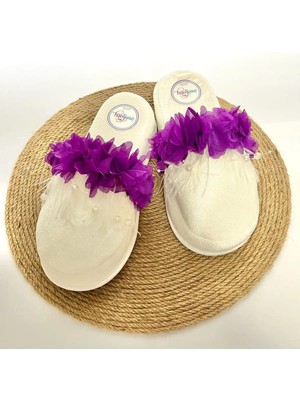 İrembaby Anne Lohusa Mor Çiçekli Incili Lohusa Terliği