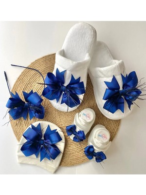 İrembaby Anne Bebek Lohusa Seti Lacivert Lohusa Tacı Terlik Bebek Ayakkabısı ve Bebek Şapkası Lohusa Takımı