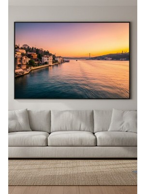 Safir Design Istanbul Boğazı Gün Batımı Manzaralı Premium Çerçeveli Tablo