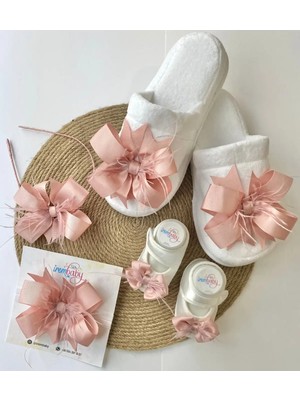 İrembaby Anne Bebek Lohusa Seti Pudra Pembe Lohusa Tacı Terlik Bebek Ayakkabısı ve Saç Bandı Lohusa Takımı
