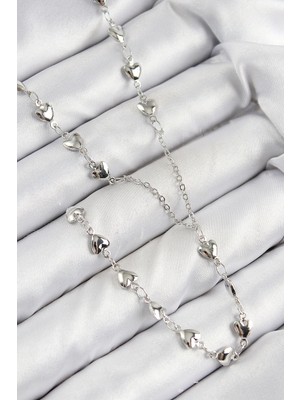 Luz&Pos Pirinç Zirkon Taşlı Kalp Model Gümüş Renk Y Kolye